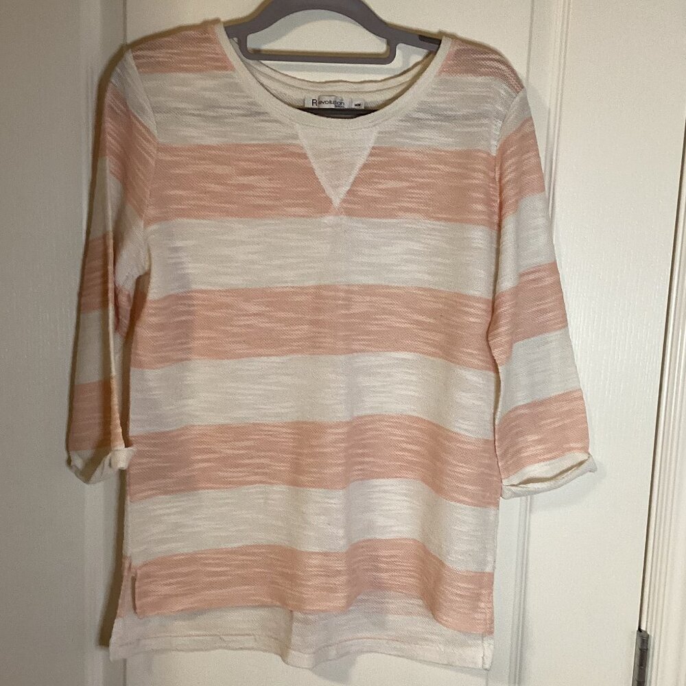 Revolution by Ricks Women's Lightweight Semi Sheer Sweater Top Size M 3/4 Sleeve